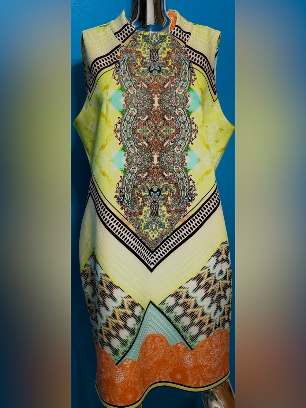 Melissa Paige Yellow Paisley Medallion Dress XL
